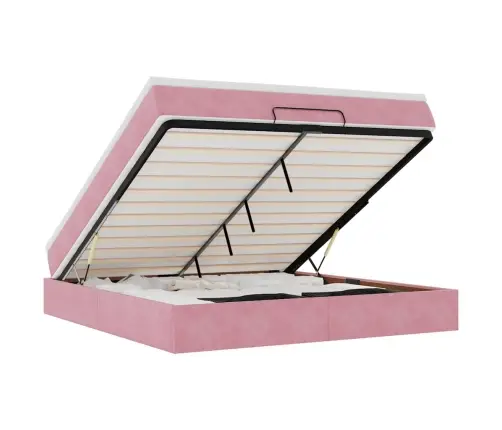 Osmaņu Gulta Ar Matraci, Rozā, 160X200Cm, Samts Vidaxl