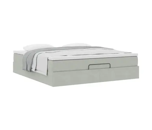 Osmaņu Gultas Rāmis Ar Matrača Gaiši Pelēks 180X200 Cm Samts Vidaxl