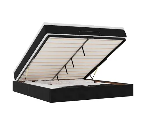 Ottomani Voodi Madratsiga, Must, 180X200 cm Samet