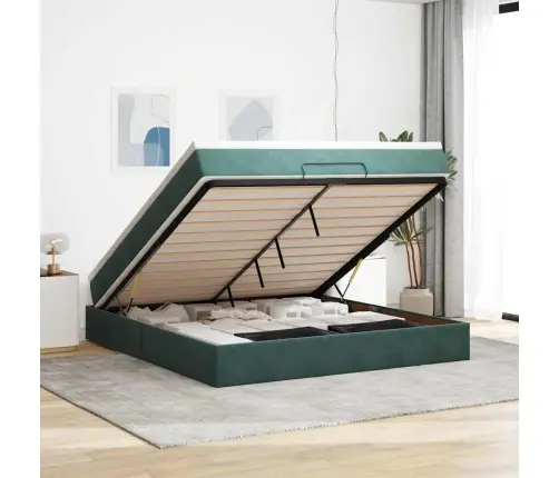 Ottomani Voodi Madratsiga, Tumeroheline, 180X200 cm Samet