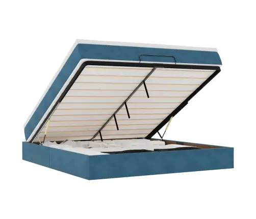 Osmaņu Gultas Rāmis Ar Matrača Tumši Zils 180X200Cm Samts Vidaxl