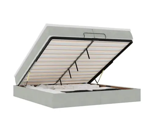 Osmanų Lovos Rėmas Su Čiužiniais, Pilkas, 200X200cm Aksomas