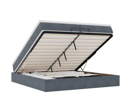 Osmaņu Gultas Rāmis Ar Matračiem Tumši Pelēks 200X200Cm Audums Vidaxl