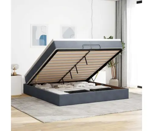 Osmaņu Gultas Rāmis Ar Matračiem Tumši Pelēks 200X200Cm Audums Vidaxl