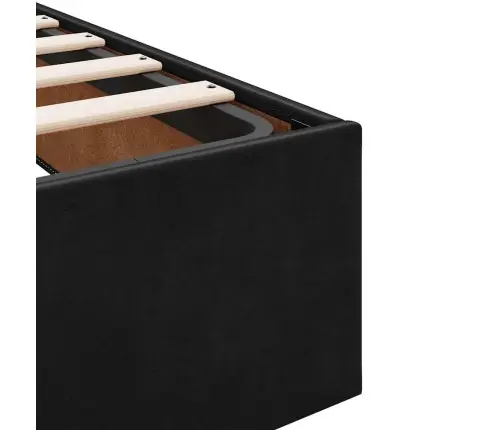 Ottomani Voodiraam Madratsitega, Must, 200X200 cm Samet