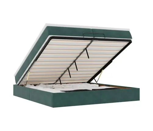 Ottomani Voodiraam Madratsitega, Tumeroheline, 200X200cm Samet