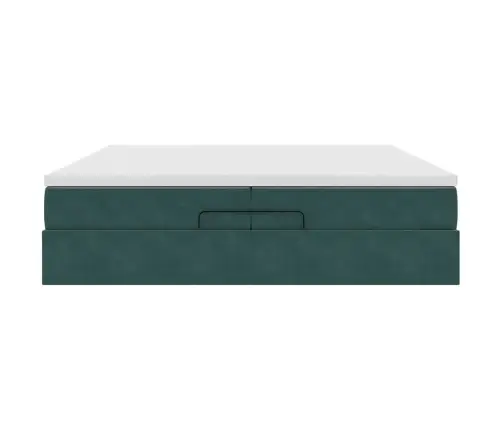 Ottomani Voodiraam Madratsitega, Tumeroheline, 200X200cm Samet