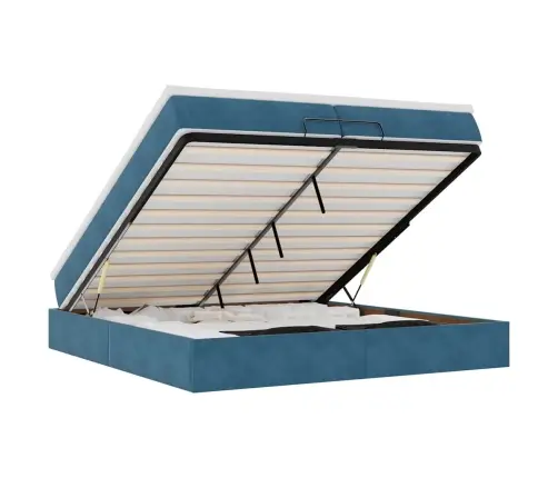 Osmaņu Gultas Rāmis Ar Matračiem Tumši Zils 200X200Cm Audums Vidaxl