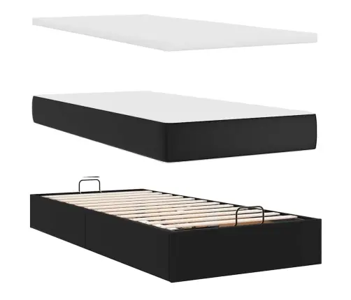 Osmaņu Gultas Rāmis Ar Matraci Melns 160X200 Cm Mākslīgā Āda Vidaxl