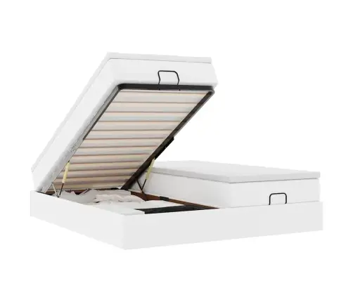 Osmanų Lovos Rėmas Su Čiužiniais, Baltas, 160X200cm Dirbt. Oda