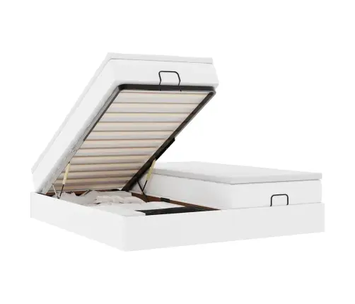 Osmanų Lovos Rėmas Su Čiužiniais, Baltas, 180X200cm Dirbt. Oda