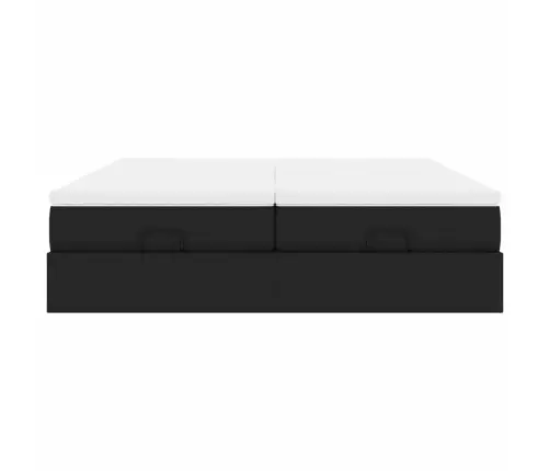 Osmanų Lovos Rėmas Su Čiužiniais, Juoda, 200X200cm Dirbt. Oda