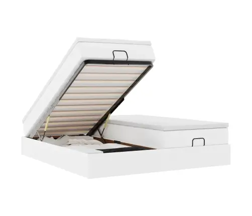 Osmaņu Gultas Rāmis Ar Matračiem Balta 200X200 Cm Mākslīgā Āda Vidaxl