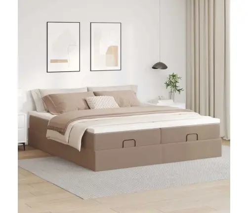 Osmaņu Gultas Rāmis Ar Matračiem Kapučīno 200X200Cm Vidaxl