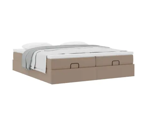 Osmaņu Gultas Rāmis Ar Matračiem Kapučīno 200X200Cm Vidaxl