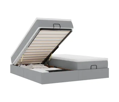 Osmaņu Gultas Rāmis Ar Matračiem Gaiši Pelēks 160X200Cm Audums Vidaxl