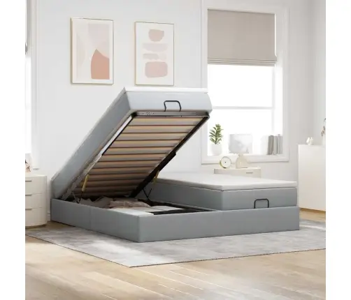 Osmaņu Gultas Rāmis Ar Matračiem Gaiši Pelēks 160X200Cm Audums Vidaxl