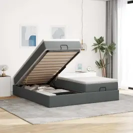 Osmaņu Gultas Rāmis Ar Matračiem Tumši Pelēks 160X200Cm Audums Vidaxl