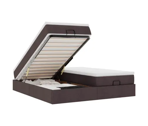 Osmanų Lovos Rėmas Su Čiužiniais, Rudas, 160X200cm Audinys