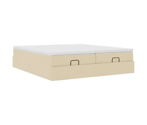 Ottomani Voodiraam Madratsitega, Kreemjas, 160X200cm Kangas