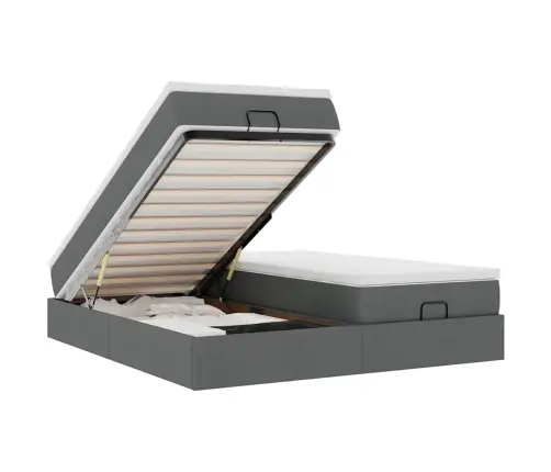 Ottomani Voodiraam Madratsitega, Tumehall, 180X200cm Kangas