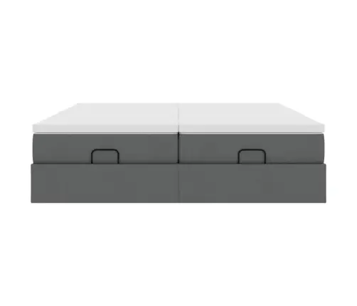 Ottomani Voodiraam Madratsitega, Tumehall, 180X200cm Kangas