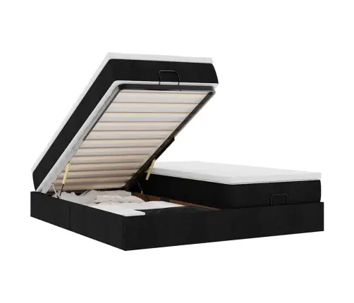 Osmaņu Gultas Rāmis Ar Matračiem Melns 180X200Cm Audums Vidaxl