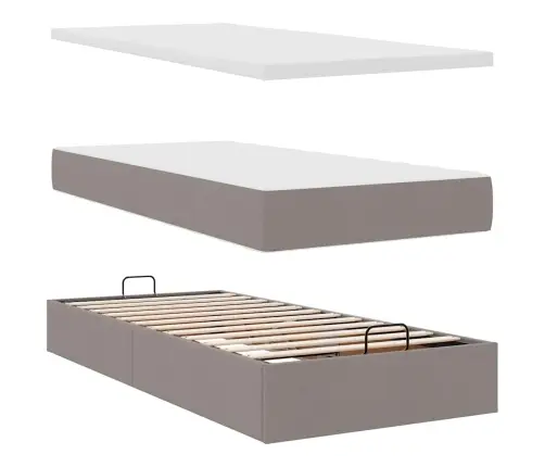 Osmaņu Gultas Rāmis Ar Matračiem Pelēkbrūns 180X200Cm Audums Vidaxl