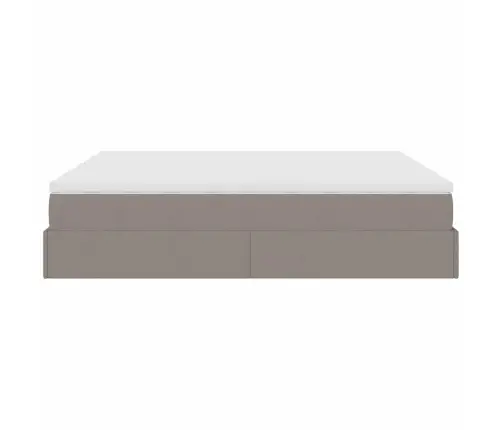 Osmaņu Gultas Rāmis Ar Matračiem Pelēkbrūns 180X200Cm Audums Vidaxl