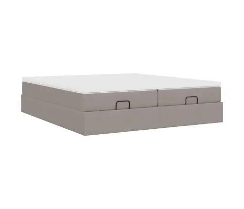 Osmaņu Gultas Rāmis Ar Matračiem Pelēkbrūns 180X200Cm Audums Vidaxl