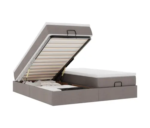 Osmaņu Gultas Rāmis Ar Matračiem Pelēkbrūns 200X200Cm Audums Vidaxl