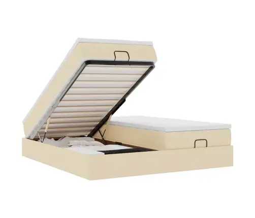 Osmanų Lovos Rėmas Su Čiužiniais, Kreminis, 200X200cm Audinys