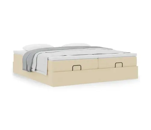 Osmanų Lovos Rėmas Su Čiužiniais, Kreminis, 200X200cm Audinys