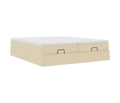 Osmanų Lovos Rėmas Su Čiužiniais, Kreminis, 200X200cm Audinys