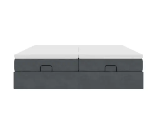 Ottomani Voodiraam Madratsitega, Tumehall, 180X200 cm Samet