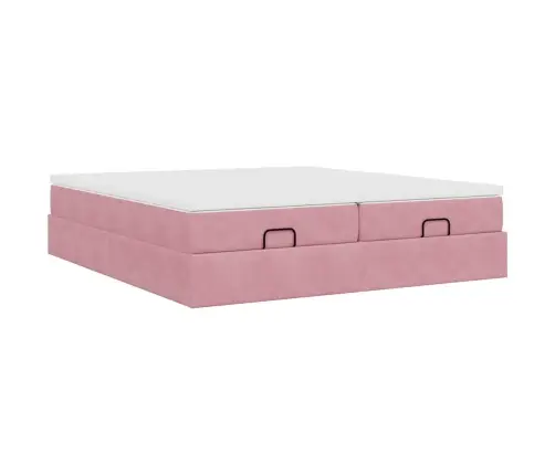 Osmaņu Gultas Rāmis Ar Matračiem Rozā 180X200Cm Audums Vidaxl