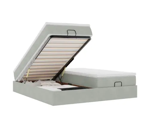 Osmanų Lovos Rėmas Su Čiužiniais, Pilkas, 200X200cm Aksomas