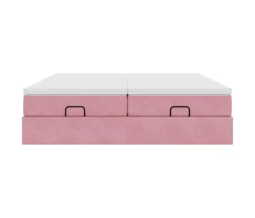 Osmaņu Gultas Rāmis Ar Matračiem Rozā 200X200Cm Audums Vidaxl