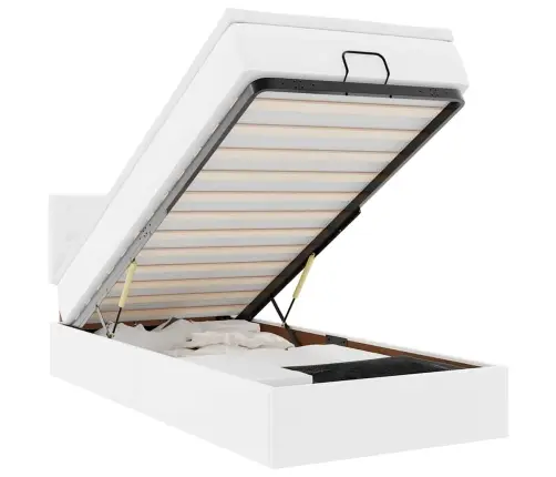 Osmanų Lova Su Čiužiniu, Baltas, 80X200cm Dirbtinė Oda