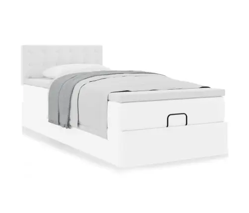 Osmanų Lova Su Čiužiniu, Baltas, 80X200cm Dirbtinė Oda