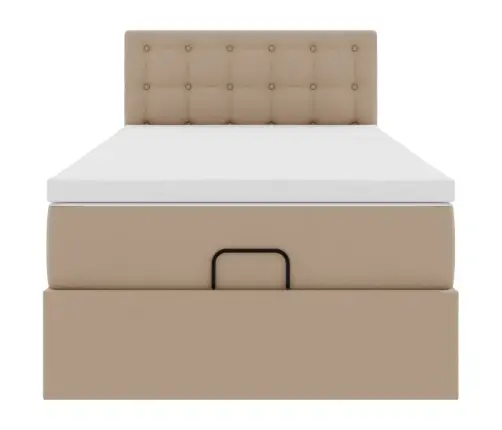 Osmanų Lova Su Čiužiniu, Kapučino, 80X200cm Dirbt. Oda