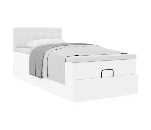 Osmaņu Gulta Ar Matrača, Balts, 90X190Cm, Mākslīgā Āda Vidaxl