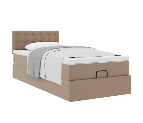 Osmaņu Gulta Ar Matrača, Kapučīno, 90X190Cm, Mākslīgā Āda Vidaxl