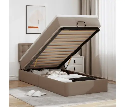 Osmaņu Gulta Ar Matrača, Kapučīno, 90X190Cm, Mākslīgā Āda Vidaxl