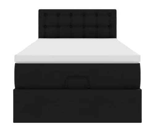 Osmanų Lova Su Čiužiniu, Juodas, 90X200cm Dirbtinė Oda