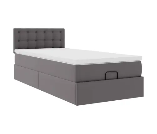 Osmanų Lova Su Čiužiniu, Pilkas, 90X200cm Dirbtinė Oda Osmanų Lova Su Čiužiniu, Pilkas, 90X200cm Dirbtinė Oda