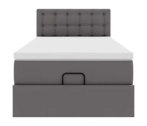 Osmanų Lova Su Čiužiniu, Pilkas, 90X200cm Dirbtinė Oda Osmanų Lova Su Čiužiniu, Pilkas, 90X200cm Dirbtinė Oda