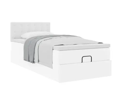 Osmaņu Gulta Ar Matrača, Balts, 100X200Cm, Mākslīgā Āda Vidaxl