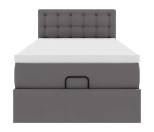 Osmaņu Gulta Ar Matrača, Pelēks, 100X200Cm, Mākslīgā Āda Vidaxl