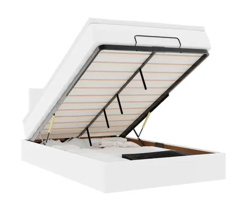 Osmaņu Gultas Rāmis Ar Matrača Balta 120X190Cm Mākslīgā Āda Vidaxl